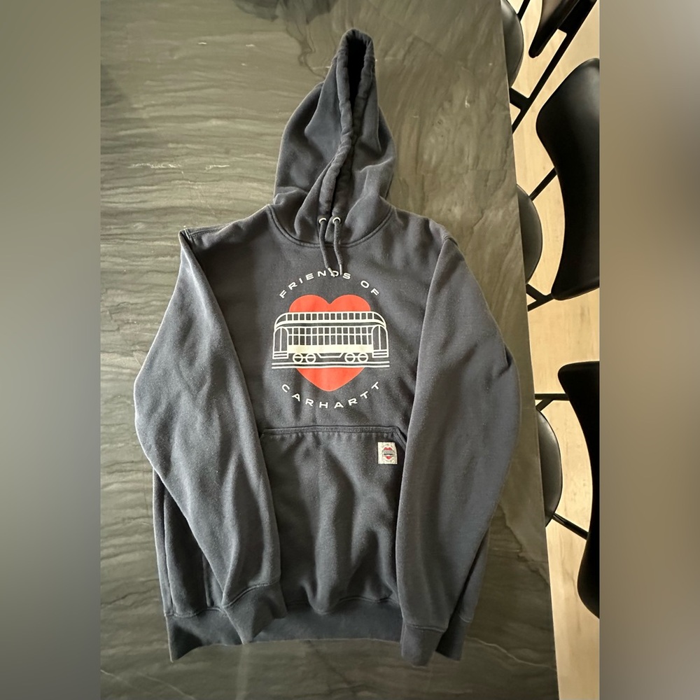 Carhartt Black Hoodie with Red Heart Graphic Limited Edition